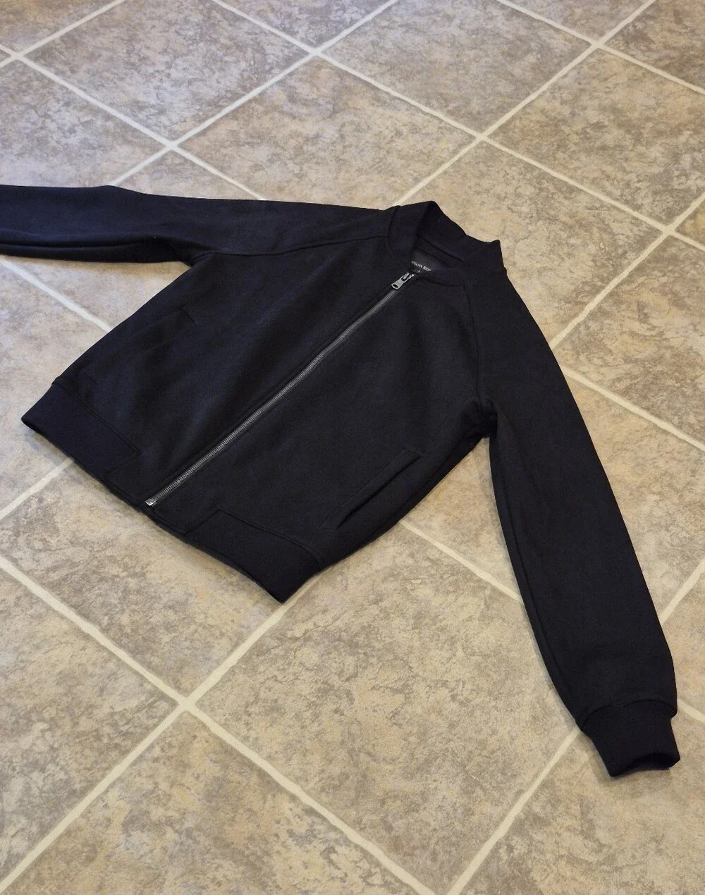 Banana Republic Mens Black Zip-Front Bomber Jacket Size Dmall, Suede Like